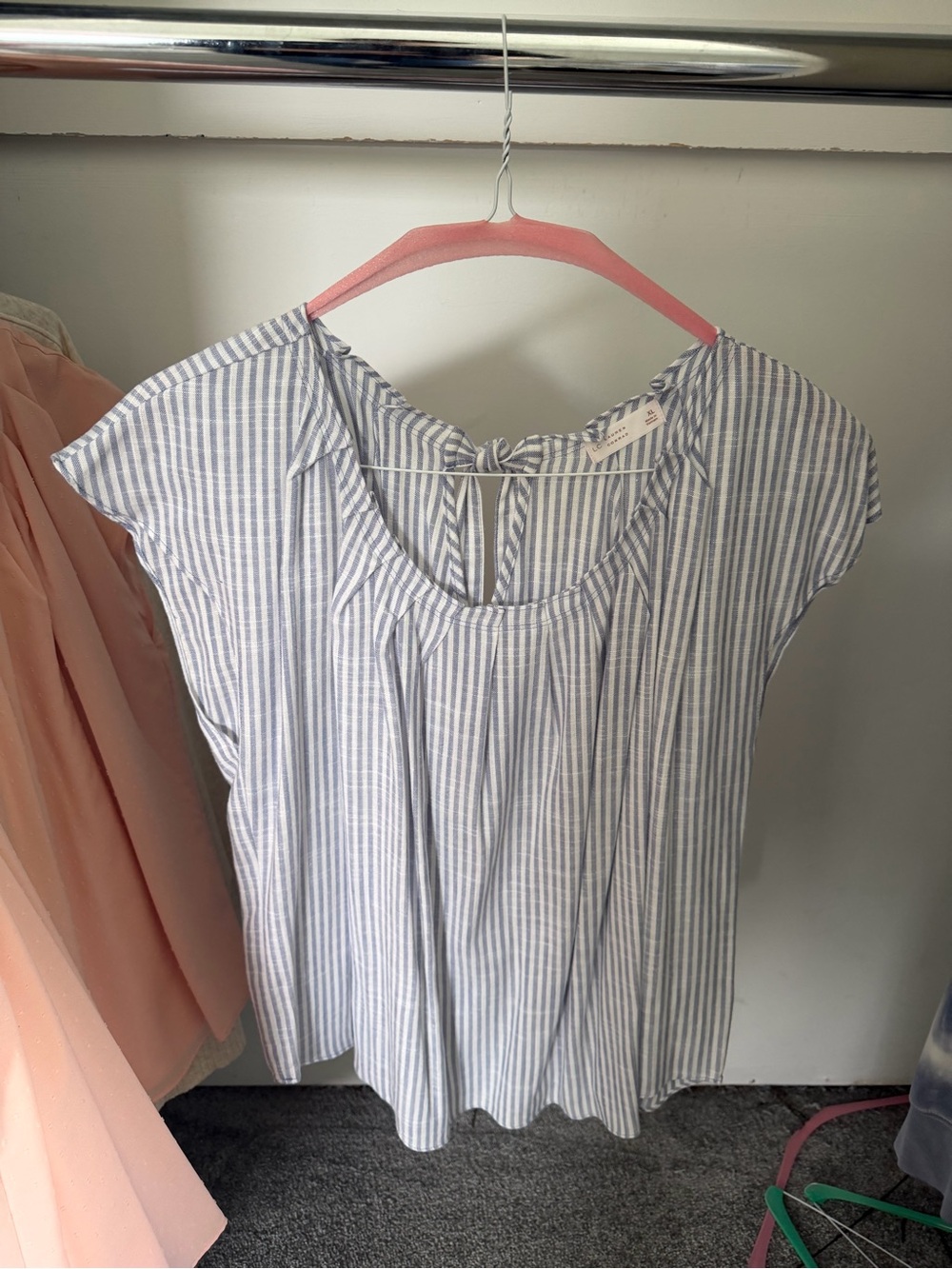 LC By Lauren Conrad Women’s Short sleeve scoop neck blouse blue white size XL